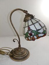 LAMPADA ABATJOUR VETRO TIFFANY BASE LIBERTY OTTONE spazzolato