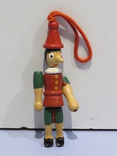 vecchio PINOCCHIO IN LEGNO BURATTINO personaggio snodabile vintage portachiavi