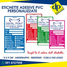 250 Etichette ADESIVE Tagliando Auto PERSONALIZZATE - Cambio Olio Adesivi 5x9 cm