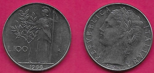 Italia 100 lire 1966 dea - 100,