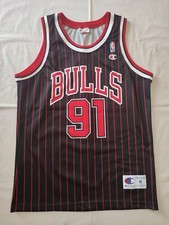CANOTTA BASKET CHAMPION CHICAGO BULLS  NBA VINTAGE #91 RODMAN JERSEY SHIRT 
