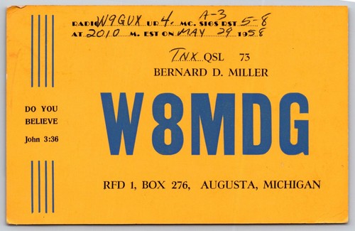 1958 qsl cartolina w8mdg - 1958,