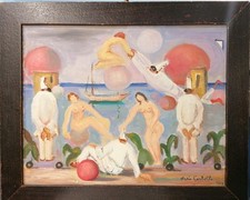 MARIO CORTIELLO titolo "SOGNO DI PULCINELLA", anno 1973, olio su tela cm 50x40