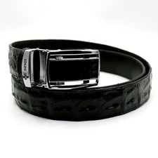 Nuova cintura nera in vera pelle di coccodrillo posteriore pelle osso da uomo...