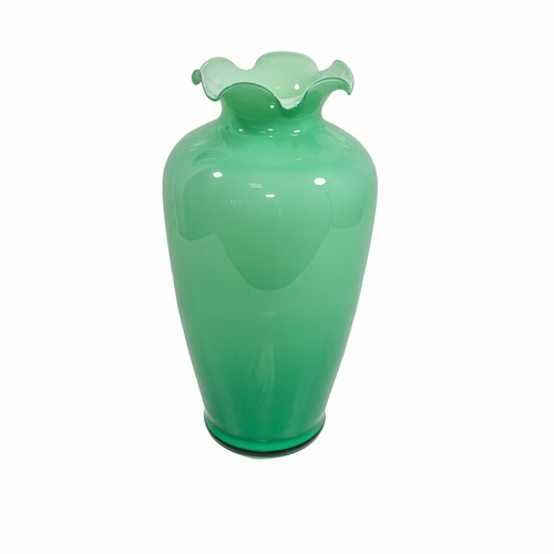 Vaso vetro verde opalino - , con