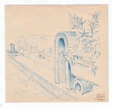 Quadro disegno GIULIO BOETTO 1950 Vaso - 17x16 cm
