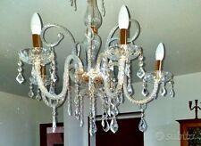 lampadario Murano Veneziano In Vetro Soffiato 6 Luci Bianco