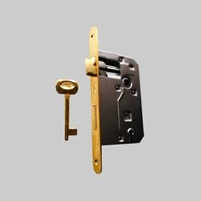 SERRATURA PER PORTE IN LEGNO 'PATENT' FRONTALE BORDO TONDO BONAITI E50 Ottona...