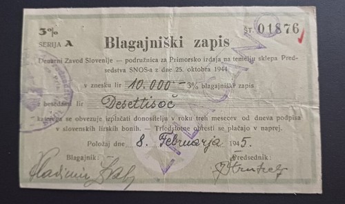 Yugoslavia 000 lire 1944 - lire,