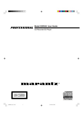 Marantz cdr500 recorder - marantz, cd
