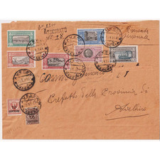 REGNO D' ITALIA 1923 MANZONI 6 V. + DUE VALORI GEMELLI SU BUSTA VIAGGIATA