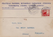 RIVAROLO CANAVESE: testatina Fratelli Favero - ferramenta utensili..  1947