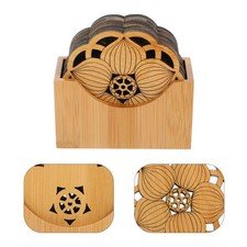  1 set Bamboo Coaster Lotus