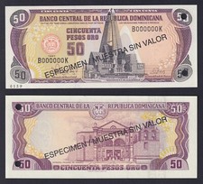 Banconota Republica Dominicana 50 pesos oro 1997 P.-155s1 SPECIMEN FDS/UNC