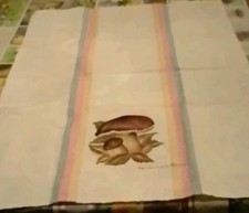 Canovaccio Vintage Disegno A Mano Lino 63X49 Con Firma Mai Usato Ben Conservato