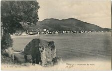 1918 Varazze Panorama da ovest Costa Spiaggia Carro fieno cavalli FP B/N VG ANIM