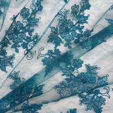 Tessuto Tulle Ricamato Giada