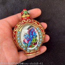 antica bottiglia da tabacco cinese collezione intarsiata dipinta nottilucente