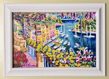 Quadro Serigrafia Athos Faccincani 40x60cm ‘ammirando Portofino', in cornice