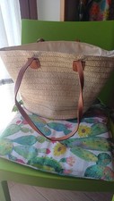 Coffa Borsa  Di Paglia Con Manici In Pelle.