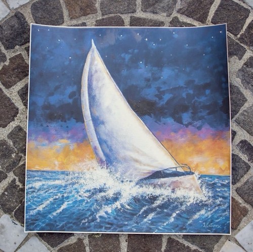 Poster cartoncino barca a - su,