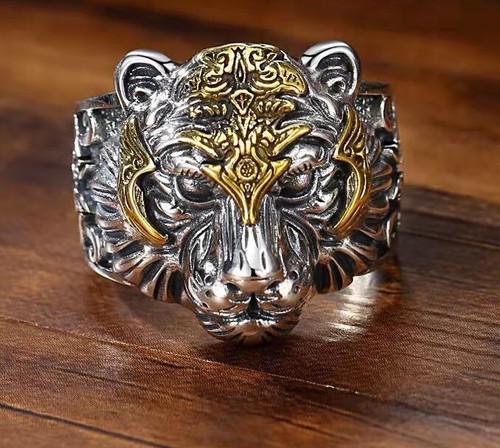 Anello leone tigre regolabile - leone,