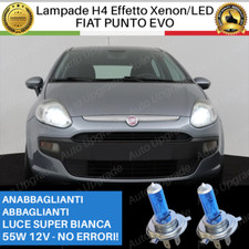 COPPIA 2 LAMPADINE H4 PER FIAT PUNTO EVO EFFETTO XENON LED BIANCHE ULTRALUMINOSE