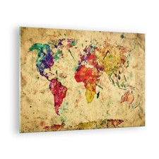 Quadro su Vetro 70x50cm mappa mondo moderno Stampe Immagini Moderni Murale