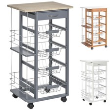 HOMCOM Carrello da Cucina con 1 Cassetto e 4 Cestelli Metallici