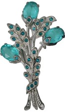 VNTG Brooch Aqua Blue Flower