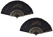 2 pezzi Pavone paillettes Appassionato di flamenco spagnolo Ventagli (Z4m)
