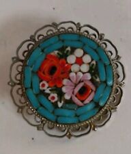 Spilla vintage anni 60 micro mosaico in vetro di Venezia