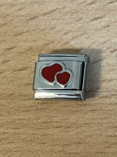 Nuovo charm doppio - cuore, rosso