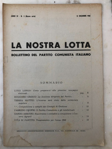 Raro opuscolo nostra lotta - raro,
