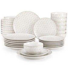 Set piatti gres bianco foglia