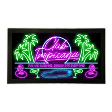 Club Tropicana Bar Runner Mat Eighties Neon Cocktail Style Home Pub 80s Man Cave