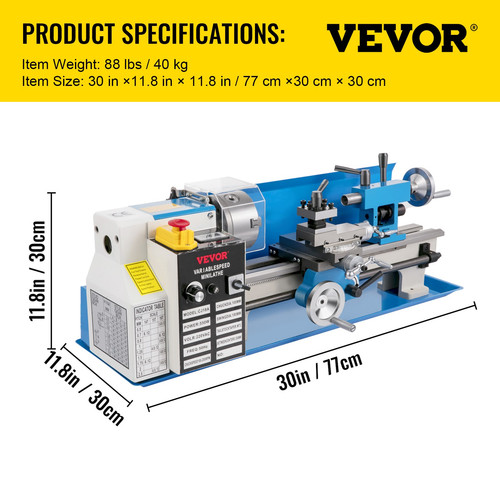Vevor x14 mini tornio - 7"x14",