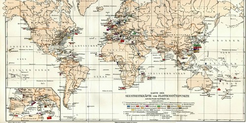 Antica mappa 1897 basi marine - mappa,