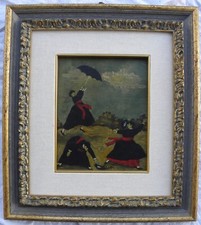 Nino Caffè (1909-1975)Pretini al vento OLIO cm 21x17 con Archivio Borghi e Caffè