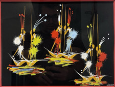 Quadro firmato vintage arte popolare africana incorniciato opaco raro decorazione culturale regali