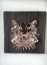 Quadro con gatto di conchiglie