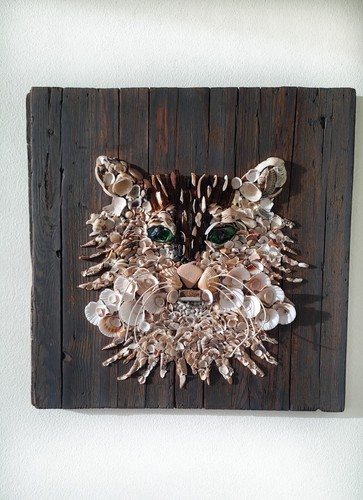 Quadro con gatto conchiglie - quadro, di