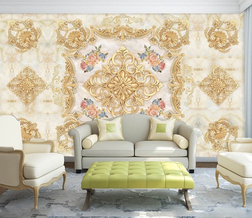 Golden muster h5665 tapete - golden,