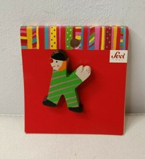 SPILLA Vintage, GIOIELLO ANNI '90 - SEVI, LEGNO, ALFABETO LETTERA K - PAGLIACCIO