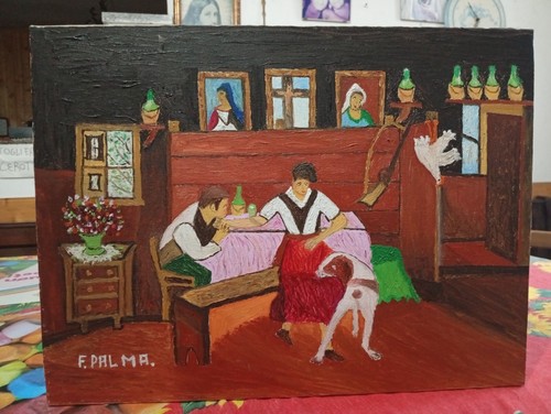 Quadro naif cacciatore - cacciatore, a