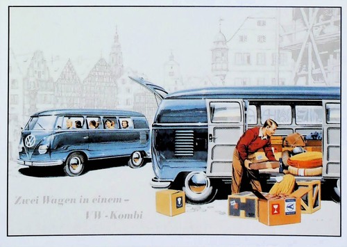 Cartolina volkswagen pulmino - cartolina,