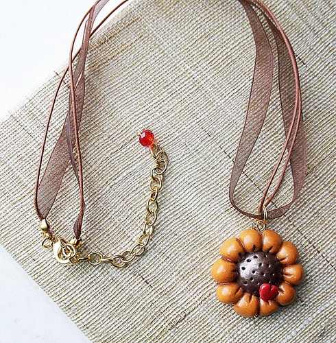 Collana girasole fimo - collana, in