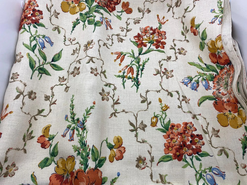 Tessuto lino floreale - , vintage