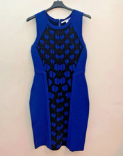 ?DIANE von FURSTENBERG DVF abito nero blu maglia taglia M nuovo