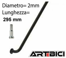 Raggi 2 x 295mm acciaio nero per bici cerchi ruote con niples zincati 14mm (5pz)